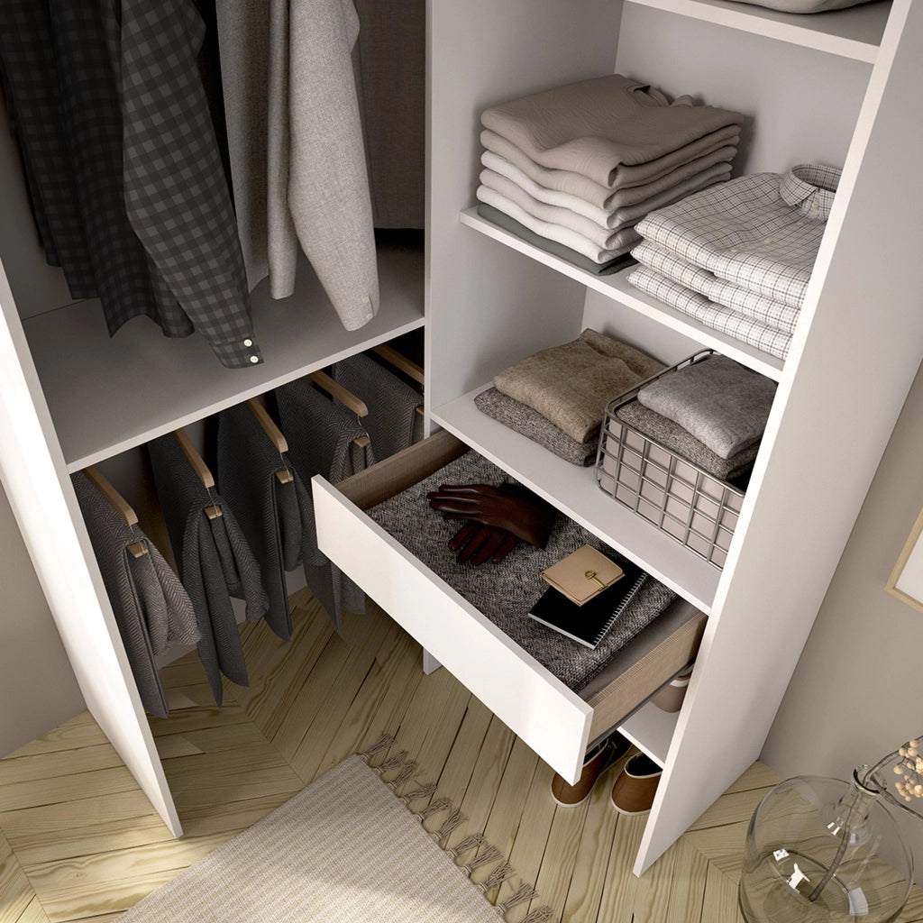 Armadio Camera da Letto Bandon, Guardaroba Grande Modulabile, 88x185h cm Bianco