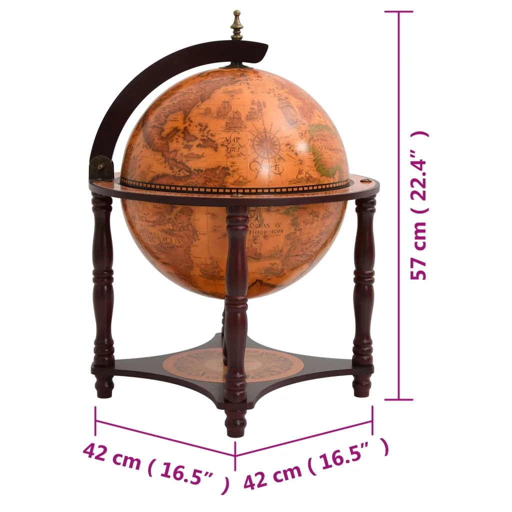 Bar a Globo Portavini Marrone Legno Massello di Eucalipto 343473