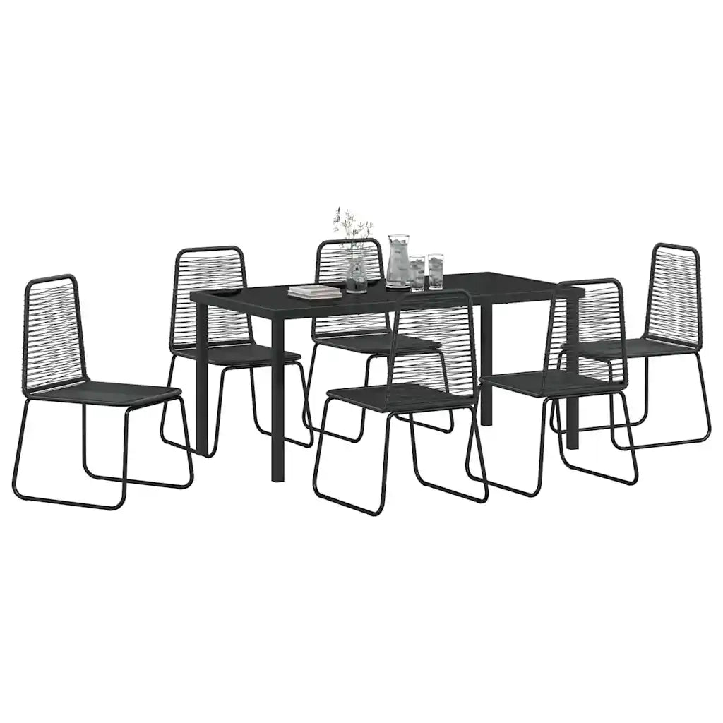 Set da Pranzo per Giardino 7 pcs Nero