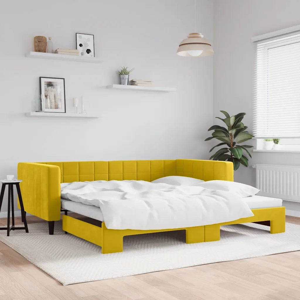 Divano Letto con Letto Estraibile Giallo 100x200 cm in Velluto 3196703