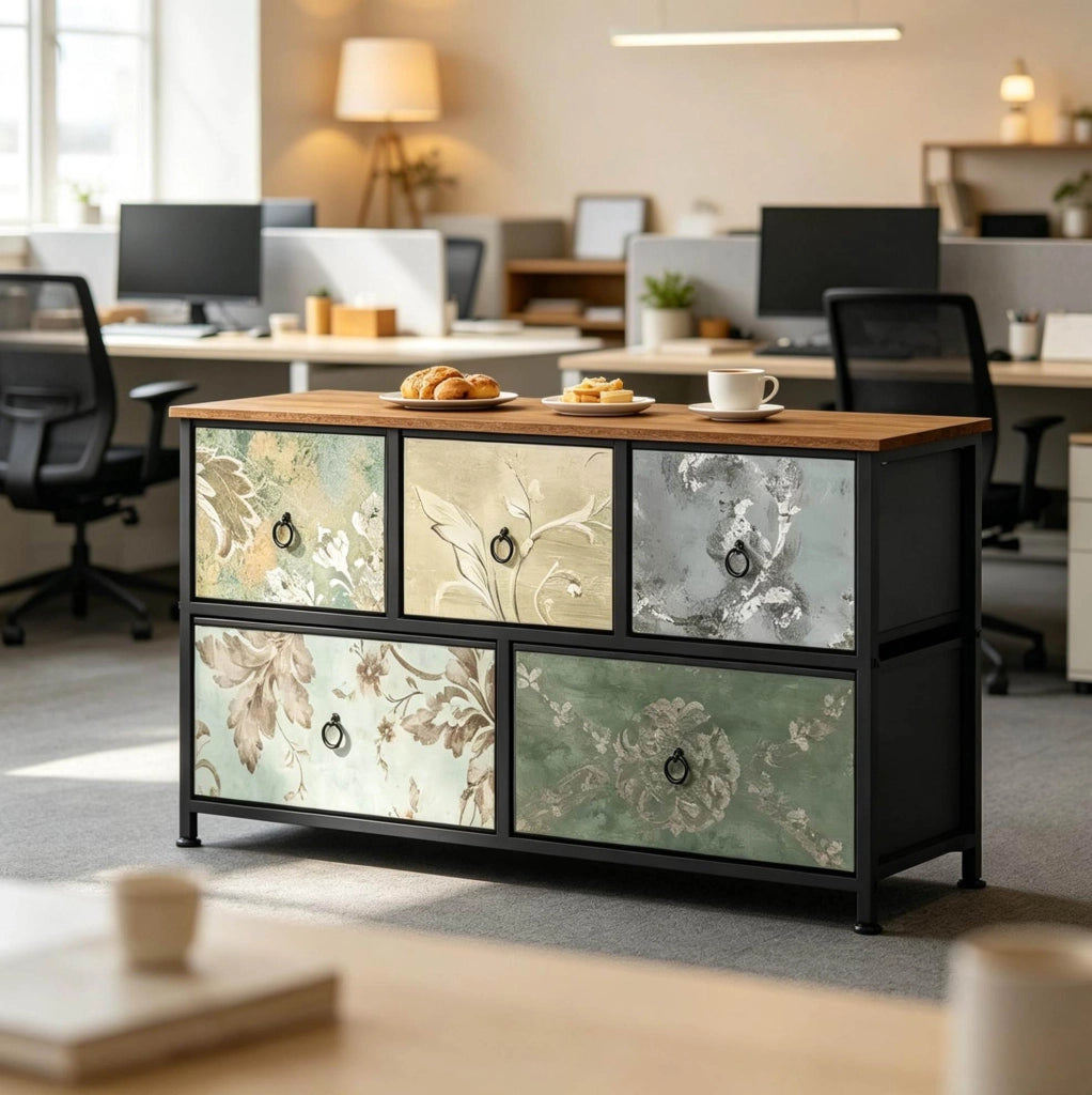 Mobile da ingresso a 5 cassetti 100x54x30 cm multicolore， stile industriale