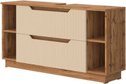 Mobile sottolavabo per bagno Lotta, Rovere/cashmere a righe, 119.2 x 62.5 cm con 2 cassetti