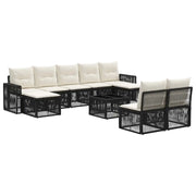 Set Divano da Giardino 10 pcs Nero e Bianco Crema polyrattan