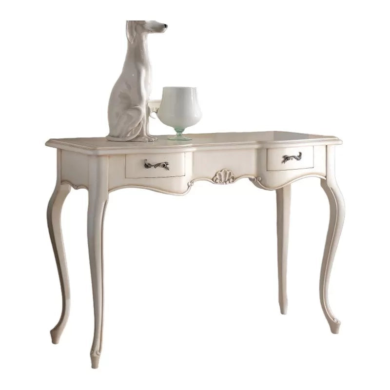Consolle classica 2 cassetti legno shabby bianco 119x45x80 - Mobili 2G