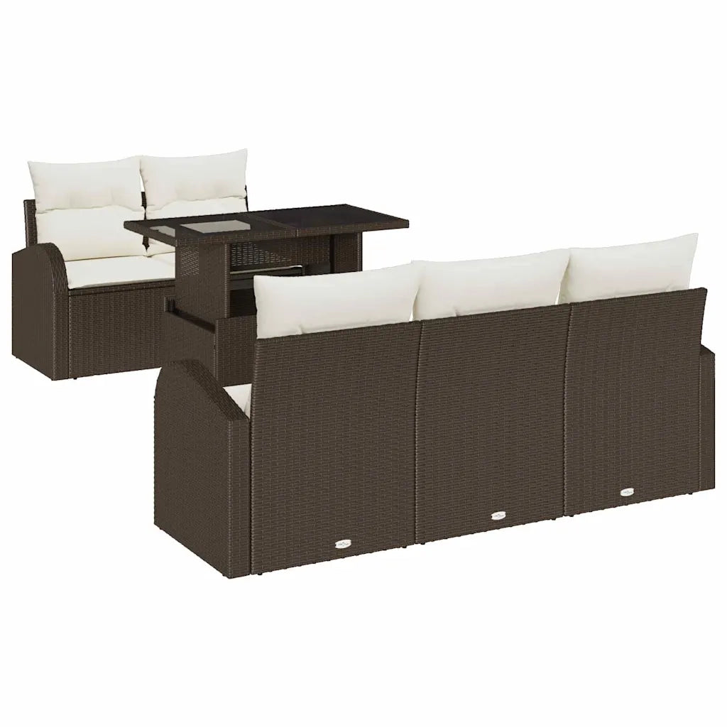 Set Divano da Giardino 6 pcs Marrone Rattan in Polipropilene