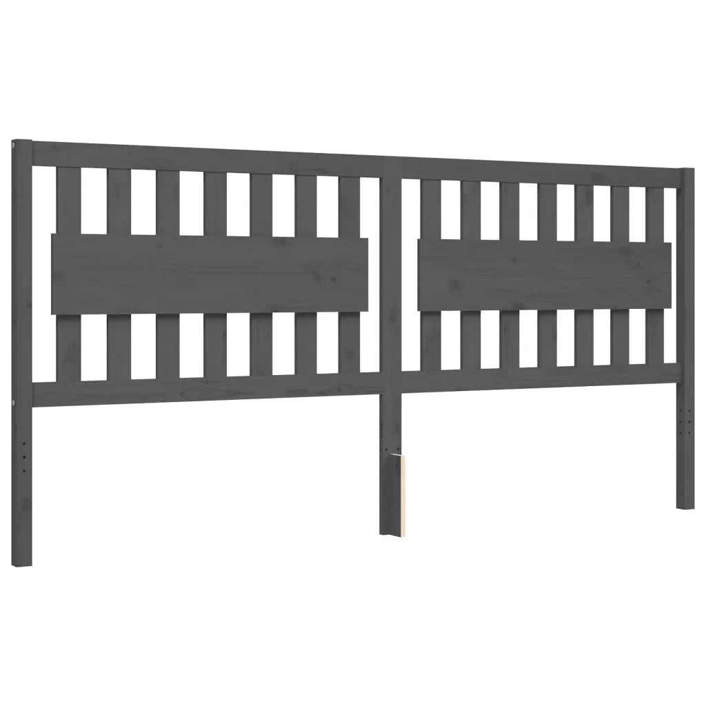 Letto matrimoniale | Letto per adulti | Giroletto con Testiera Grigio 200x200 cm in Legno Massello