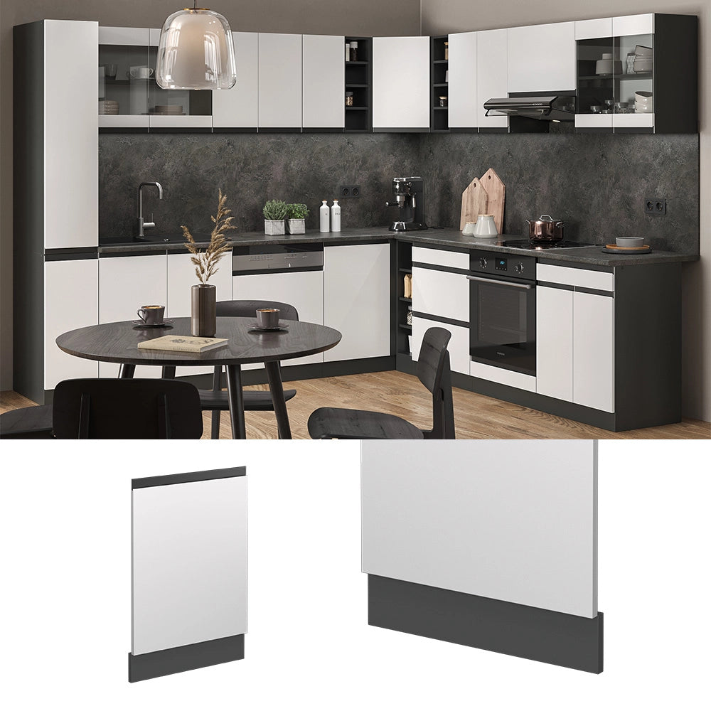 Pannello frontale della lavastoviglie R-Line Bianco/Antracite 45 cm J-Shape senza piano di lavoro Vicco