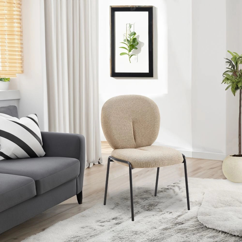 Set 2 Sedie da pranzo tessuto teddy beige Sirio 53x39x94h