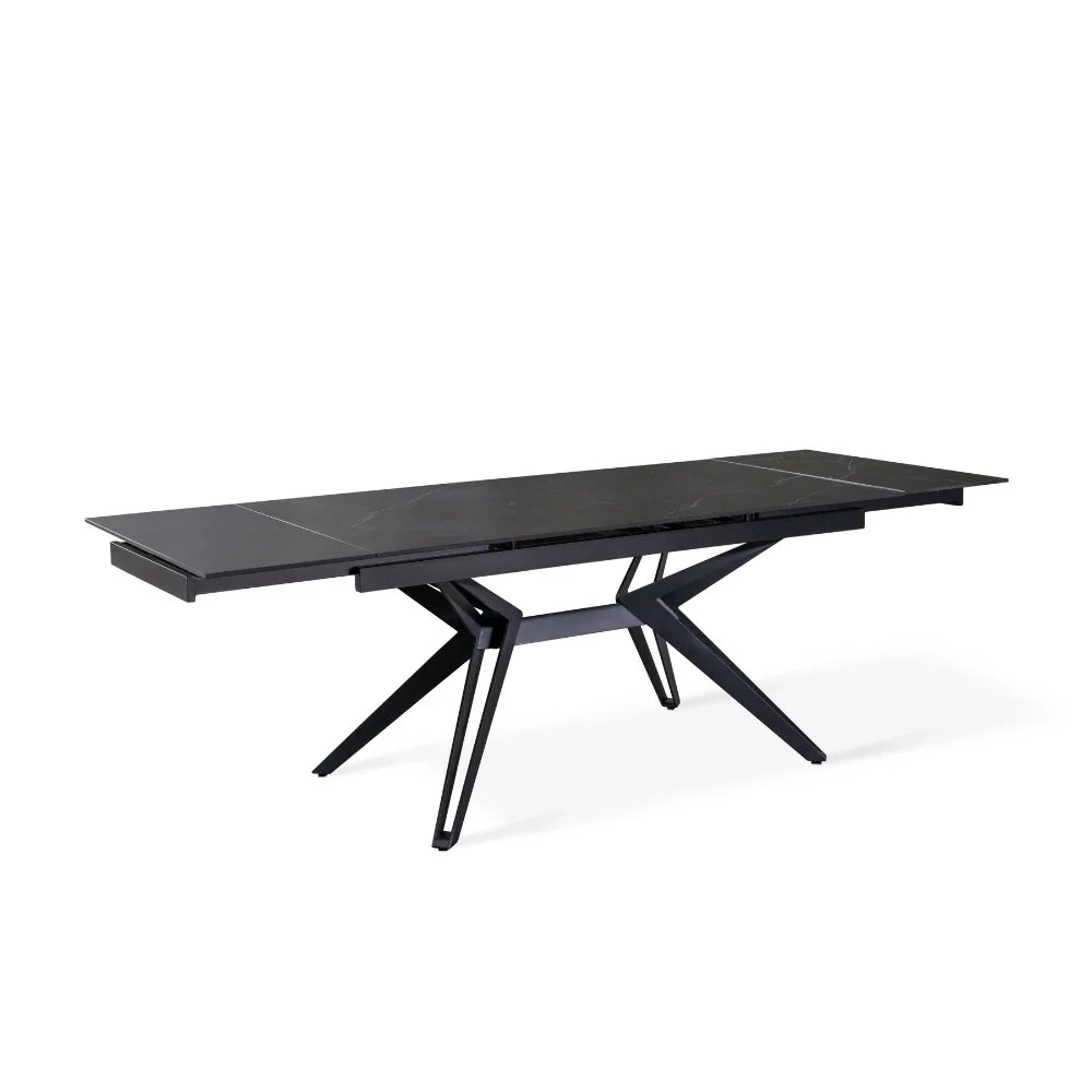 Tavolo da pranzo allungabile in ceramica effetto marmo nero Iulius 160-240x90 cm fino a 10 posti | Duzzle