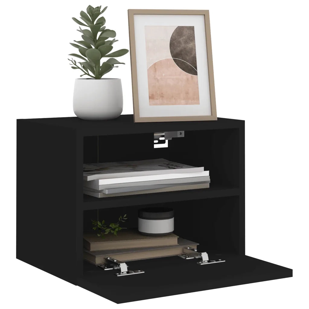 Mobili TV a Parete 2pz Neri 40x30x30 cm in Legno Multistrato 836843