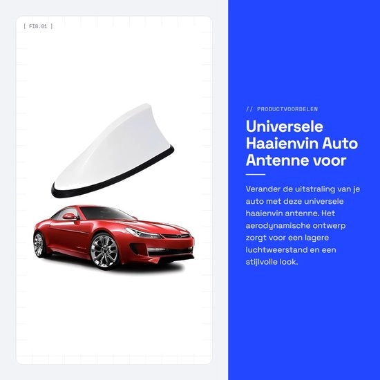 Antenna universale per auto - Radio AM/FM - Design aerodinamico - Dimensioni: 17 x 7 x 6 cm - Materiale ABS - Antenna per auto