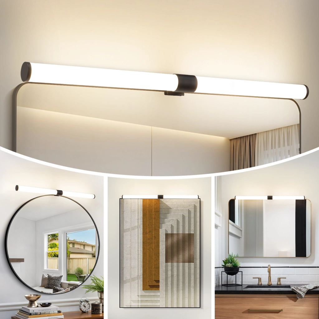 ZMH Lampada da Bagno LED sopra Specchio 8W 60 cm Nera IP44 Luce Neutra Moderna per Armadio da Cantina Cucina