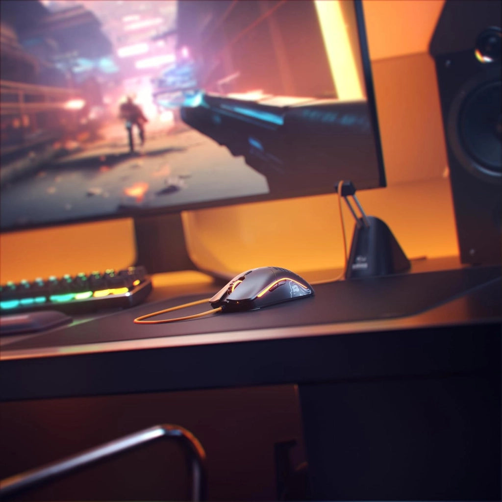 Gaming Model O Mouse da gaming wired, superleggero 67 g, design a nido d'ape, RGB, sensore Pixart 3360, Omron Switches, ambidestro - Nero opaco