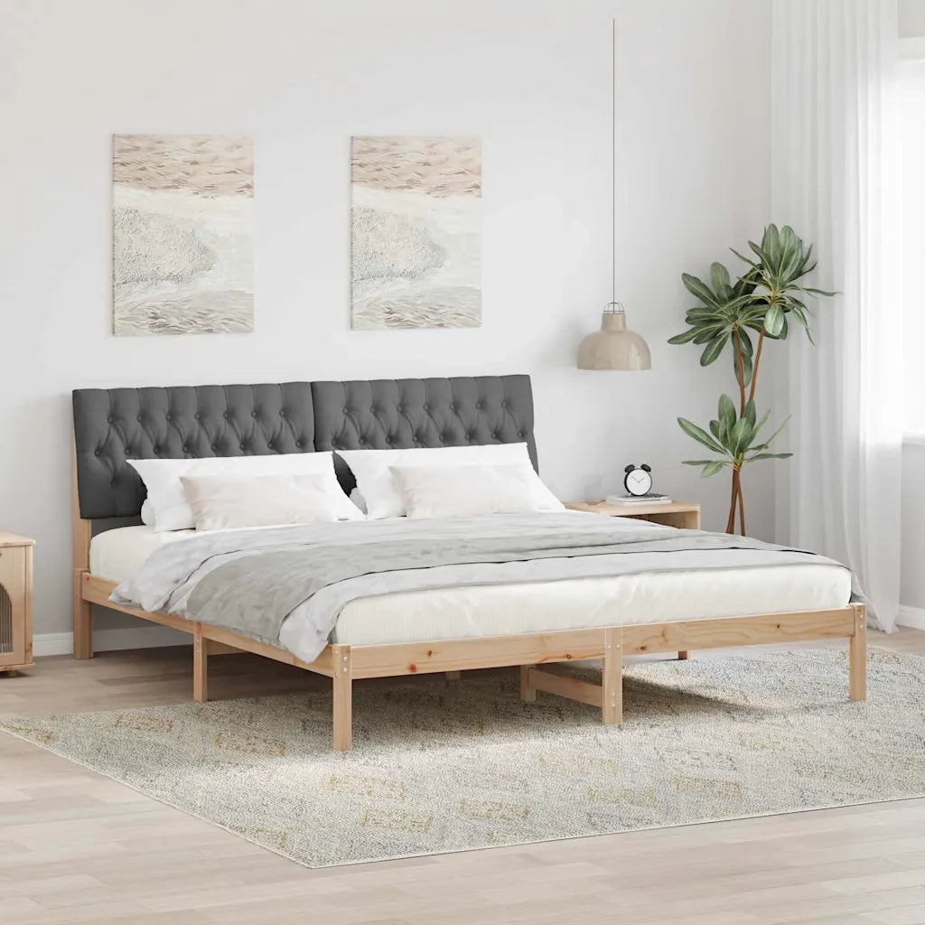 Letto con Testiera Rivestita con testiera Marrone 180 x 200 cm 3394384