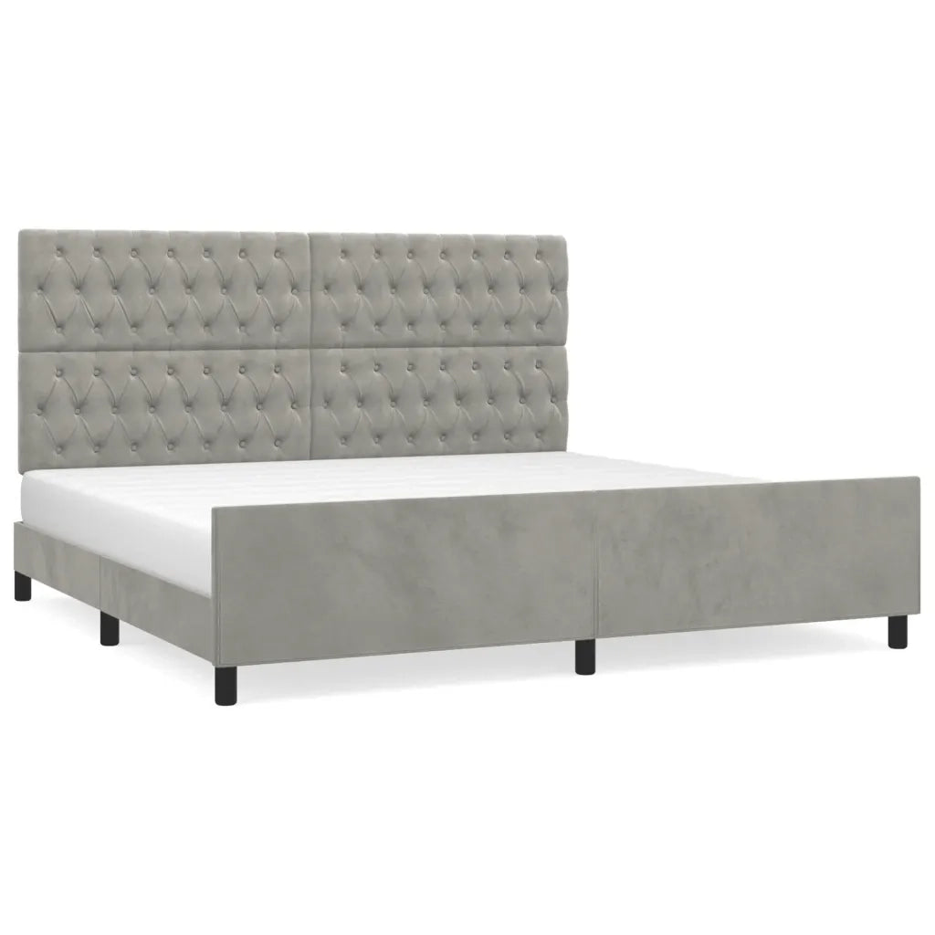 Giroletto con Testiera Grigio Chiaro 200x200 cm in Velluto cod mxl 43141