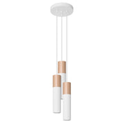 Lampadario MARCOS 3 luci bianco/legno GU10 Pure Lume