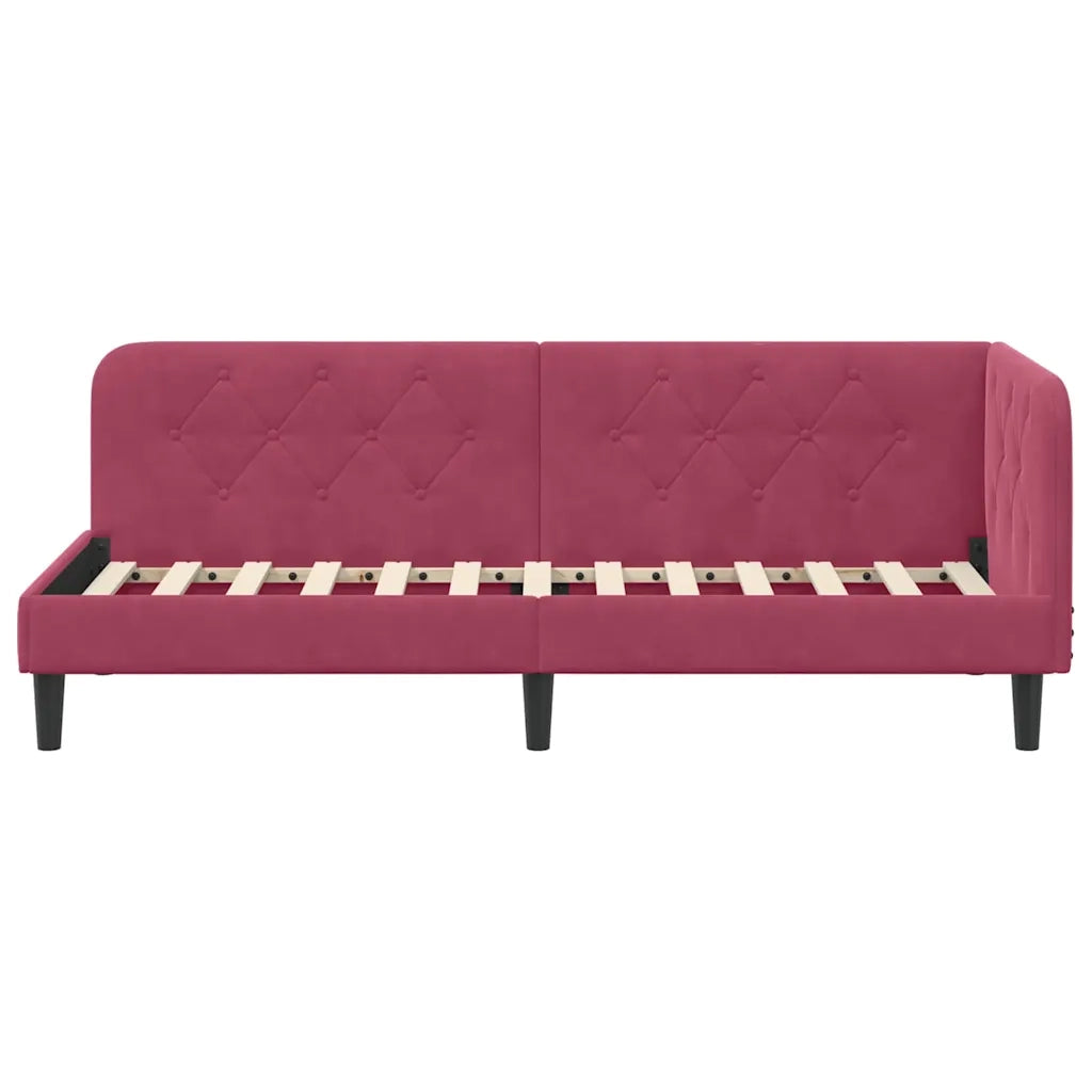 Cornice del letto ad angolo Rosso Vino 80 x 200 cm Velluto 42016590