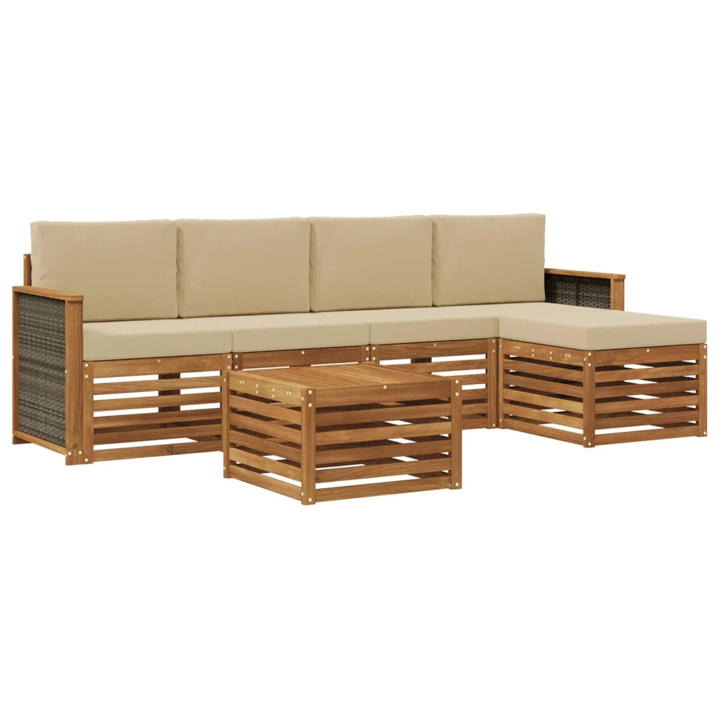 Set di divani da esterno 6 pz Naturale e Beige 3384259