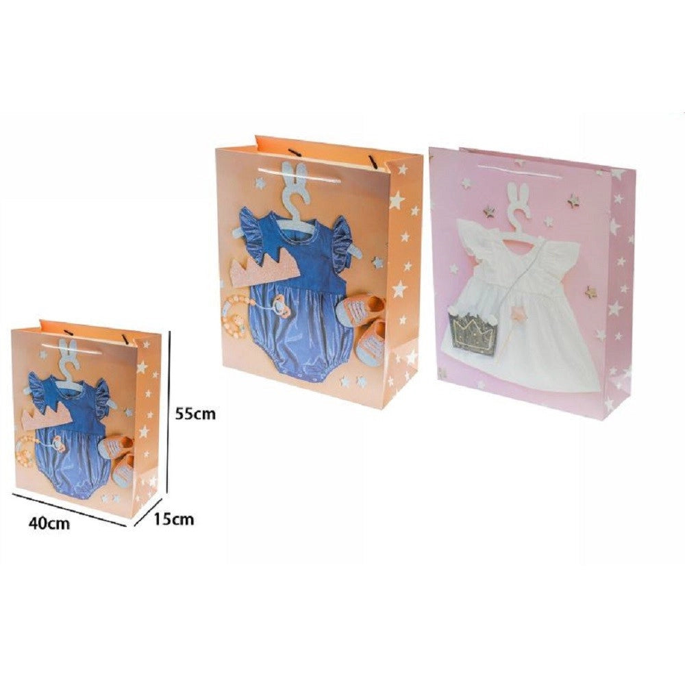Trade Shop - Busta Buste Borsa Da Regalo Nascita Compleanno Bimba 55x40x15 Cm 69976 2 Modelli -