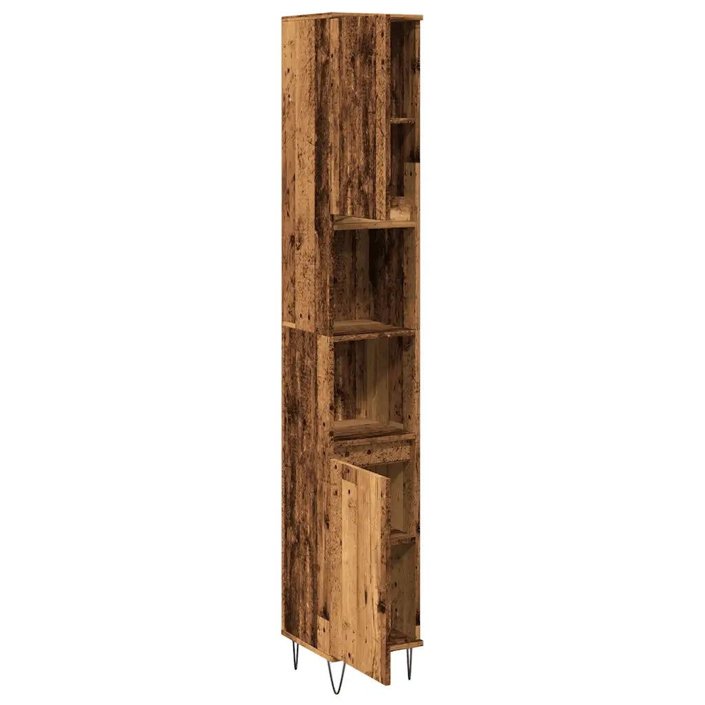 Armadietto Bagno | Armadio da bagno Legno Antico 30x30x190 cm in Legno Multistrato