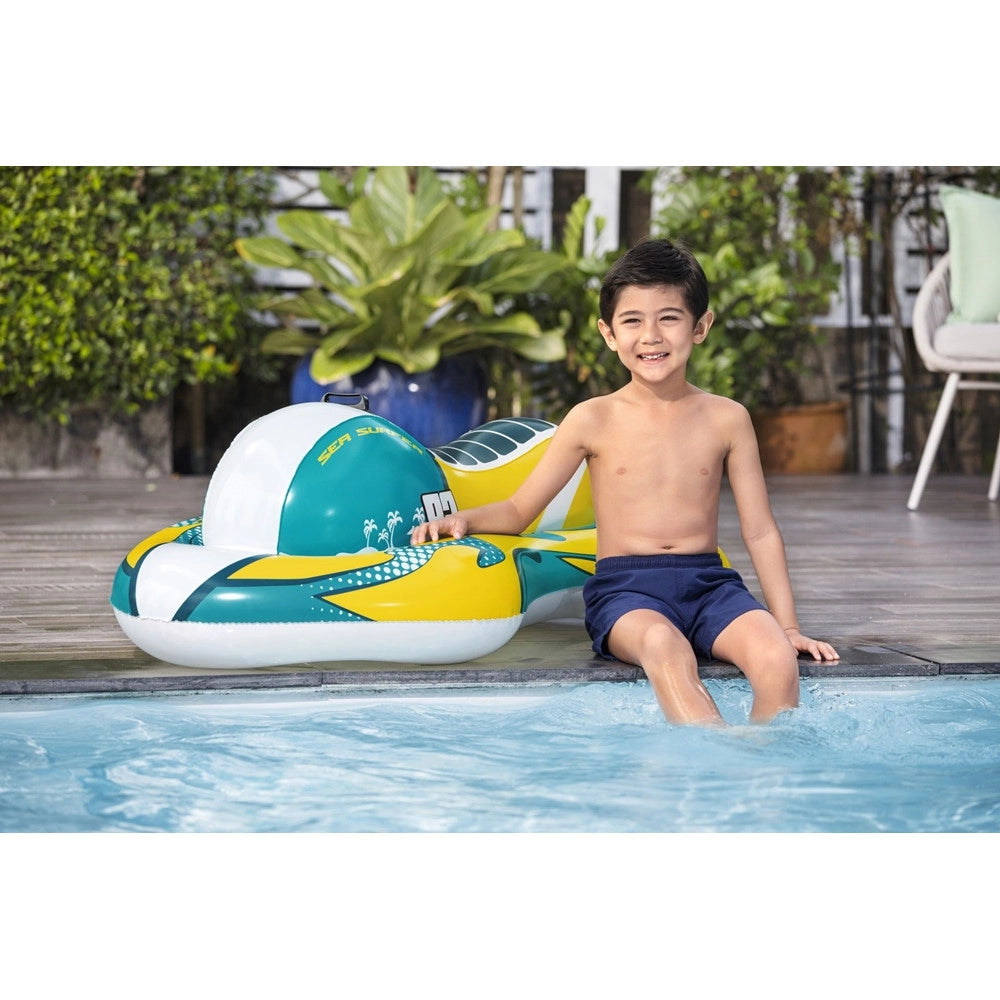 Trade Shop - Moto D'acqua Cavalcabile Gonfiabile Giocattolo Per Piscina 117x77cm Con Maniglia 41540 -