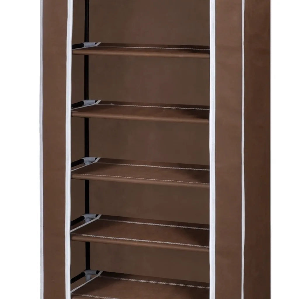 Scarpiera-Scaffale per scarpe in Tessuto Richiudibile 57 x 29 x 162 cm Marrone