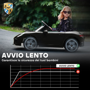 Macchina per Bambini 3-5 Anni con Licenza Ufficiale RUF GT Telecomando Cintura di Sicurezza e Musica Nero