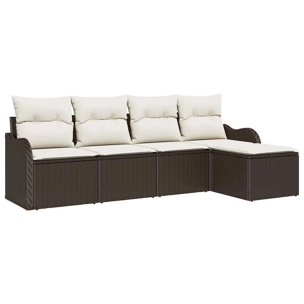Set Divano da Giardino 5 pcs Marrone polyrattan