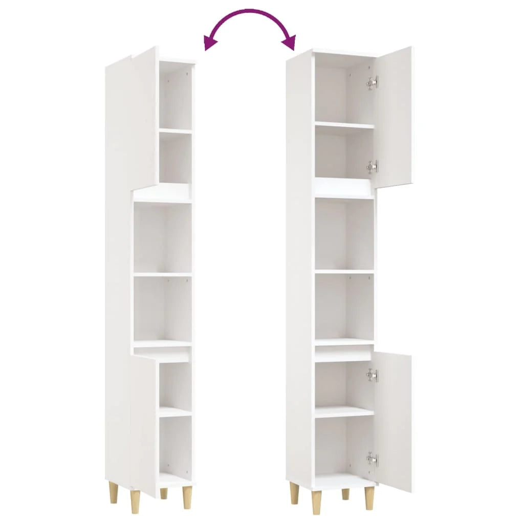 Mobile bagno 30 x 30 x 190 cm in legno ingegnerizzato bianco 02_0006547