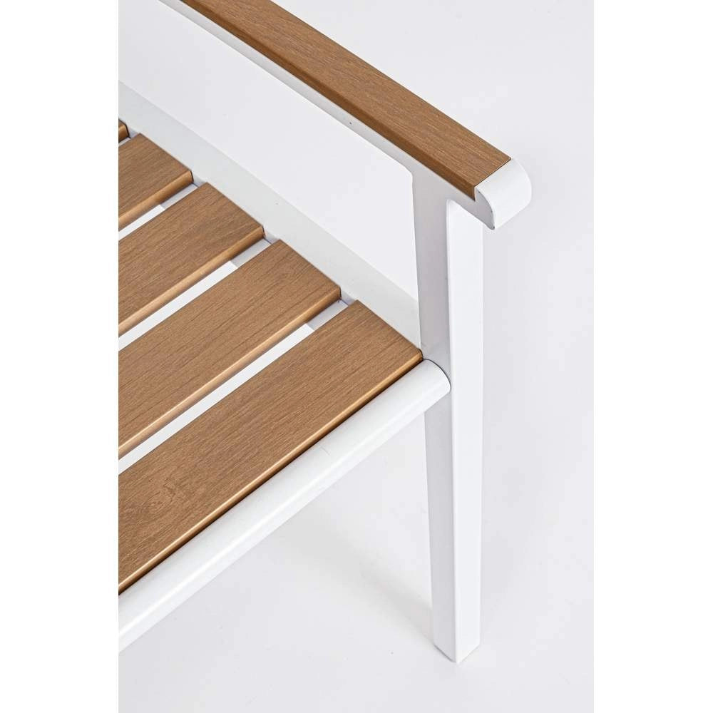 Panchina da Giardino in Alluminio con Doghe effetto Legno 3 Posti Isak Colore: Bianco
