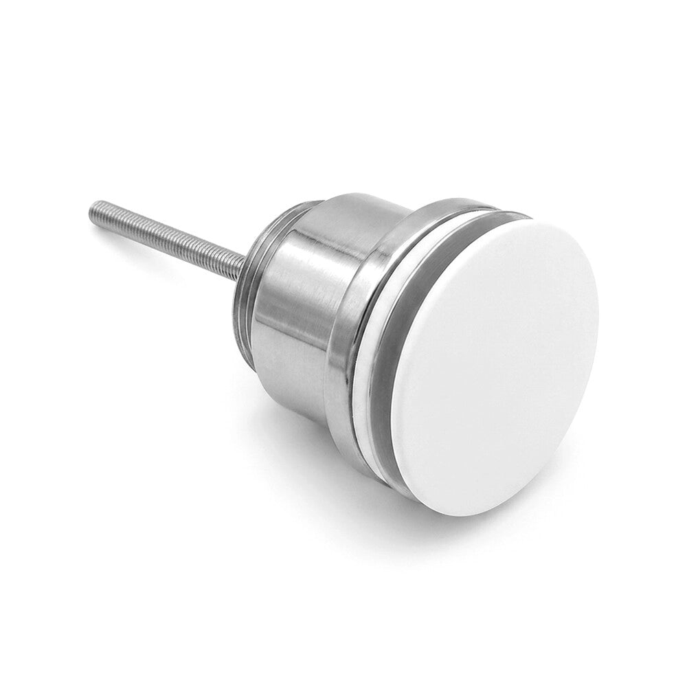 Piletta click clack universale in bianco opaco per lavabi con o senza troppopieno