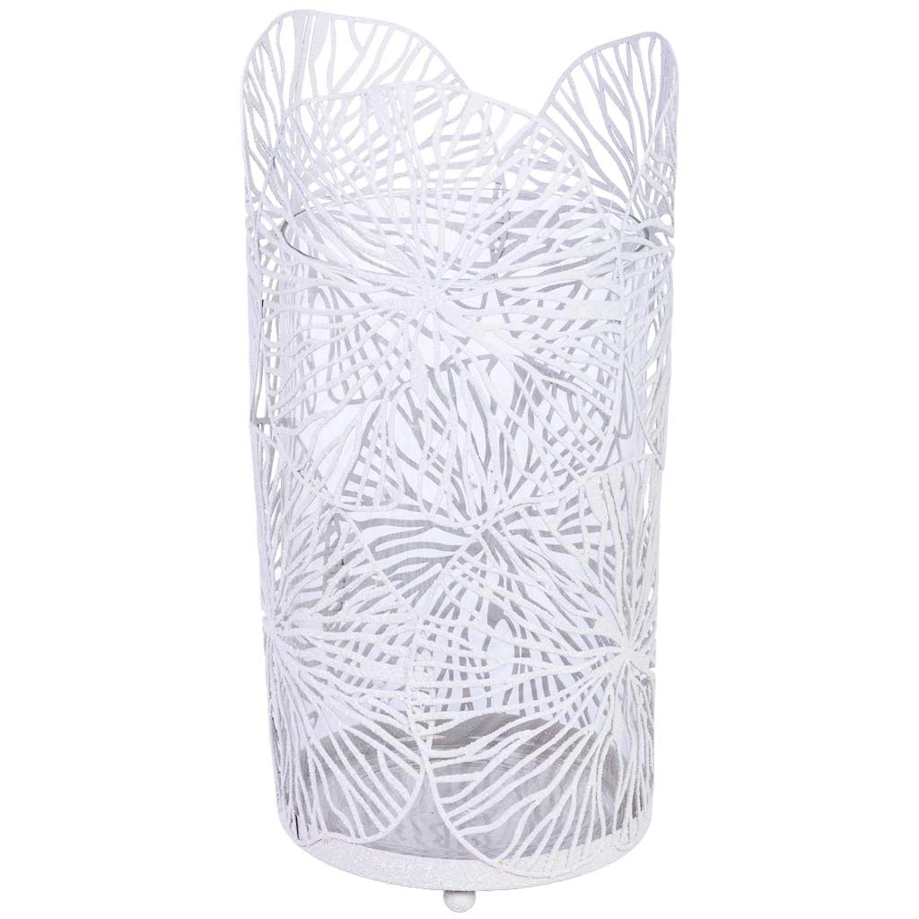 Portacandele in metallo bianco 13,5x13,5x27h cm