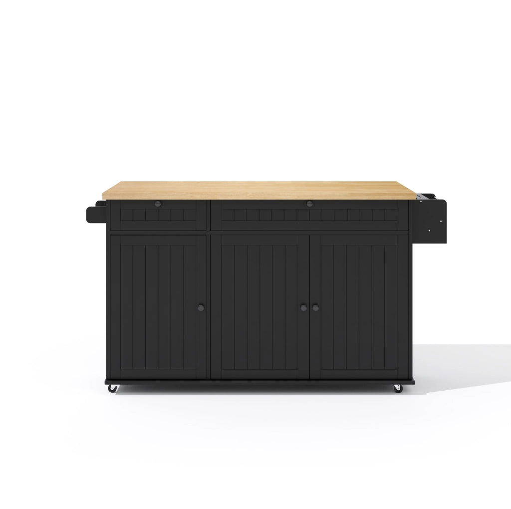 Isola cucina 137x70x89.5 cm con piano ribaltabile in MDF naturale e nero