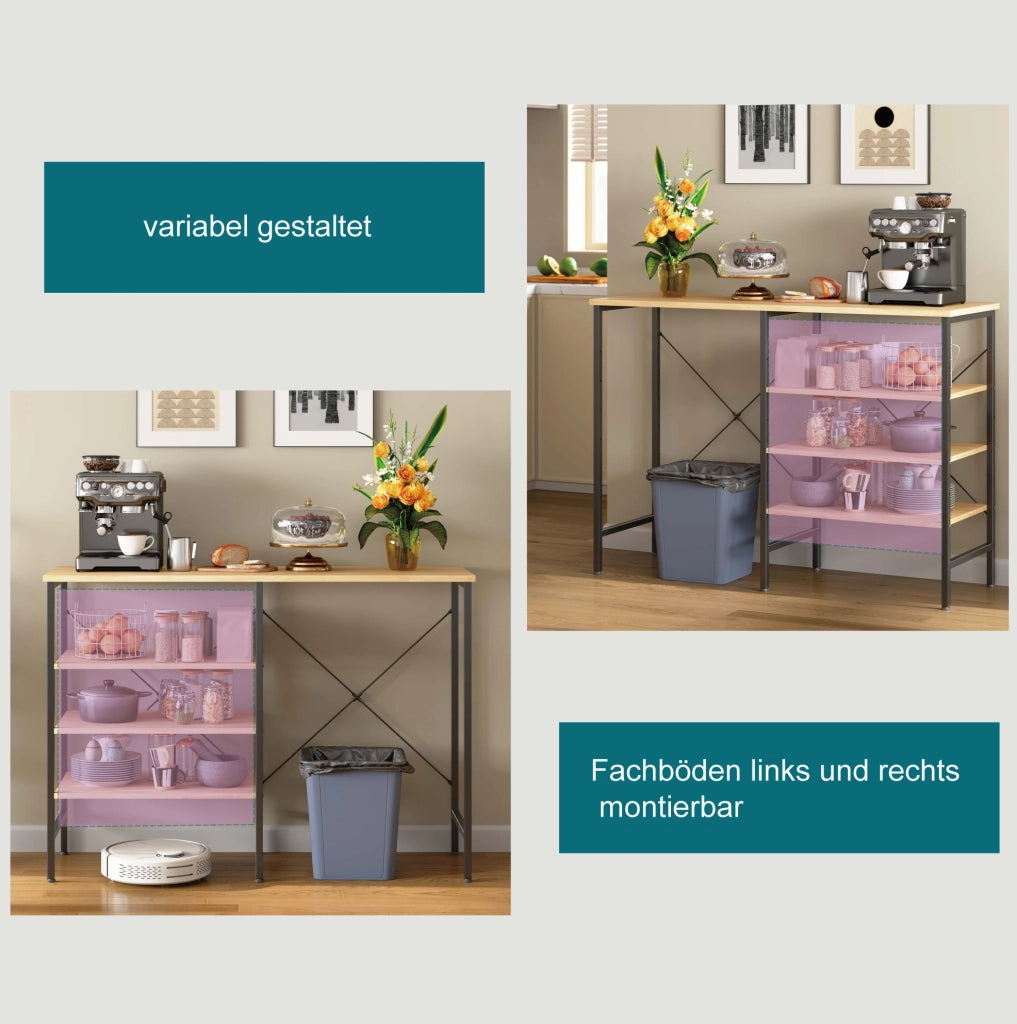 Tavolo organizer modulare in MDF e metallo nero