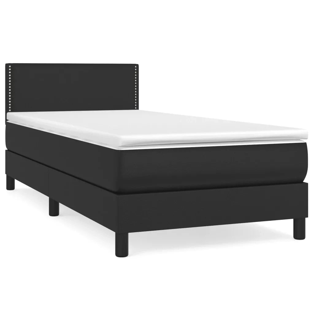 Giroletto a Molle con Materasso-Struttura Letto Nero 90x200 cm in Similpelle 320036
