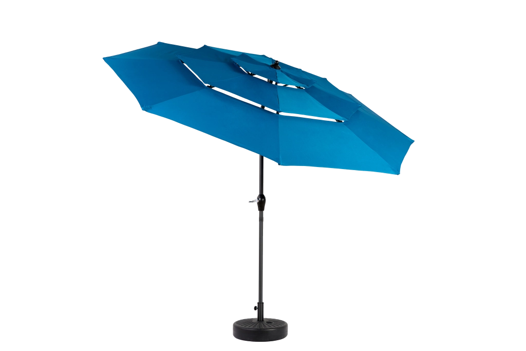 Ombrellone in alluminio a 3 livelli con inclinazione automatica, alto 3 metri (blu scuro) (senza base)