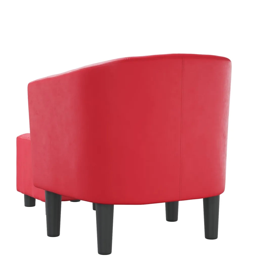 Poltrona a Pozzetto con Poggiapiedi Rossa in Similpelle 356496