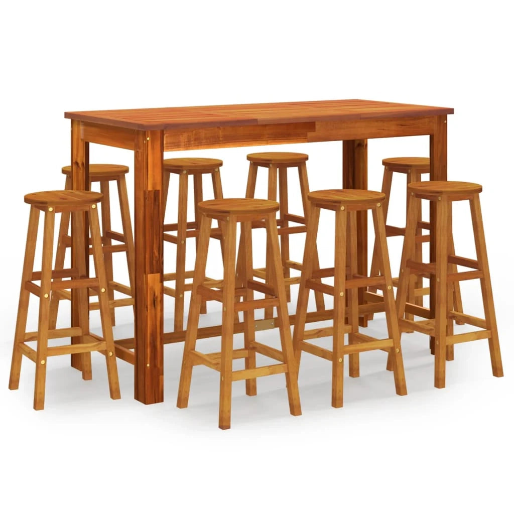 Set bar da giardino 9 pezzi in legno massello di acacia 02_0013445