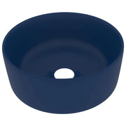Lavabo da appoggio rotondo di lusso lavabo da bagno guardaroba cucina arredamento per la casa 40 x 15 cm ceramica blu scuro opaco 02_0002754