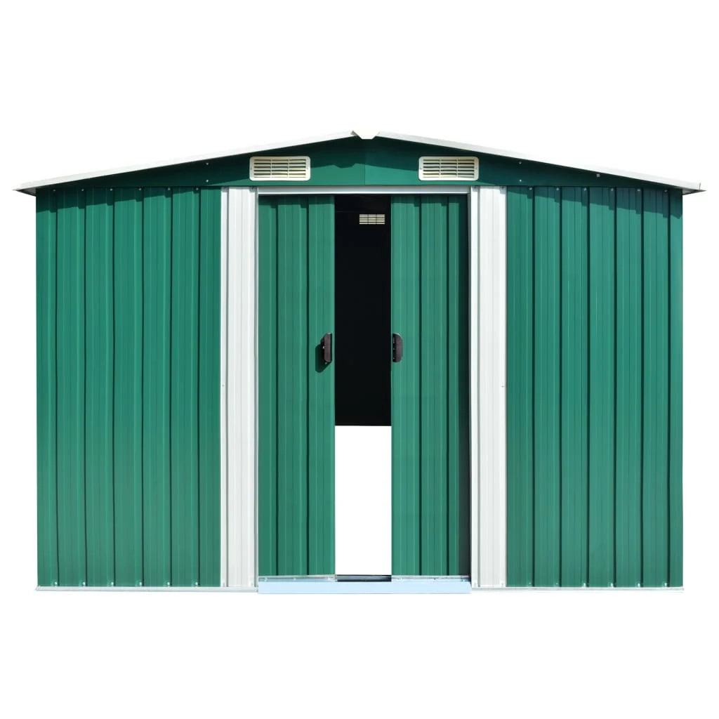 Casetta da giardino cabina ripostiglio casetta da esterno robusta casetta per attrezzi 257 x 779 x 181 cm acciaio zincato verde 02_0022373