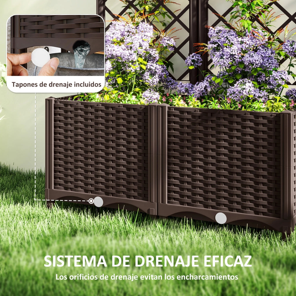Vaschetta con griglia plastica per rampicanti ¨C zephmum ¨C 80x40x135 cm marrone