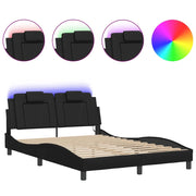 Letto matrimoniale | Letto per adulti | Giroletto Viana con LED senza Materasso Nero 140x200 cm