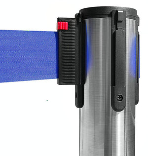 Colonnina Tendinastro 3 metri in Acciaio Inox Spazzolato Ø36x101 cm Nastro Blu