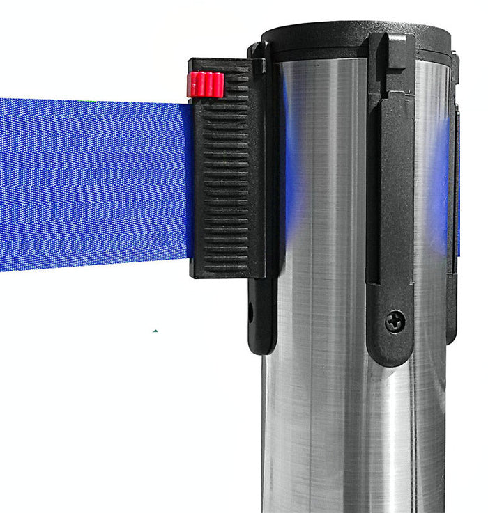 Colonnina Tendinastro 3 metri in Acciaio Inox Spazzolato Ø36x101 cm Nastro Blu