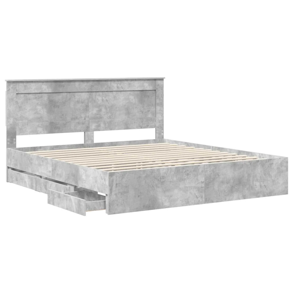 Struttura del letto con cassetto Grigio cemento 200 x 200 cm