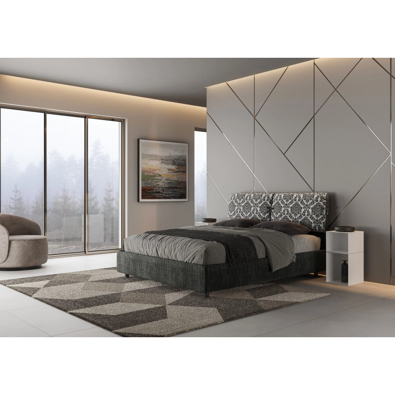 Letto imbottito Matrimoniale 160x210 cm tessuto Agata Mados - Senza rete,Blu/Blu