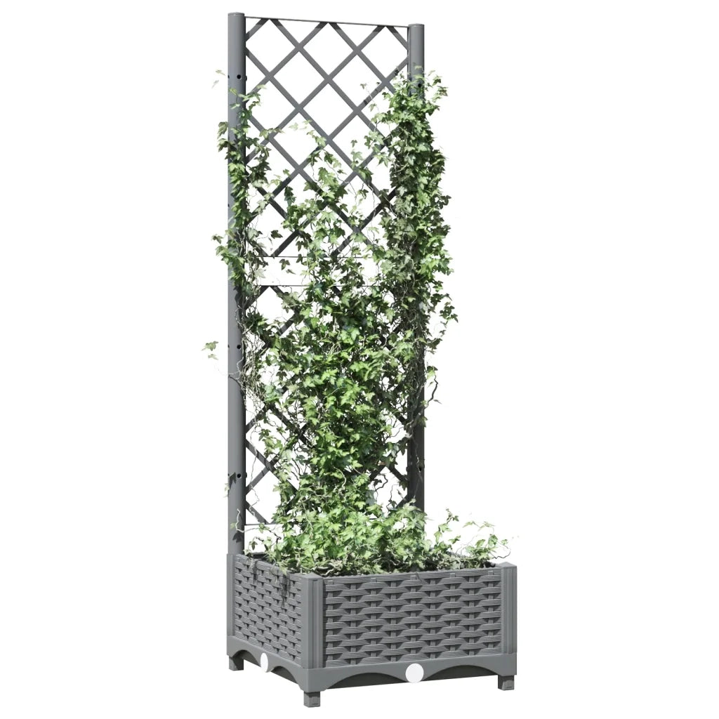 Fioriera da Giardino e Graticcio-Vaso da Esterno-Vaso con Griglia Grigio Chiaro 40x40x121,5cm PP