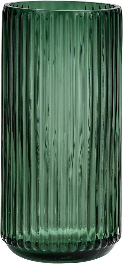 Vaso a Vaso con Tessitura Verde in Vetro - Decorazione Rustica Moderna - Vaso per Plinthus, Camino e Tavolo d'ingresso