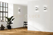 SYME applique da Parete 2 luci attacco GX53 Quadrata Nero in gesso e alluminio 13x11cm