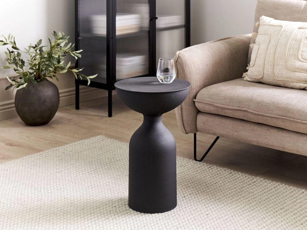 Tavolino moderno in metallo nero soggiorno salotto contemporaneo elegante